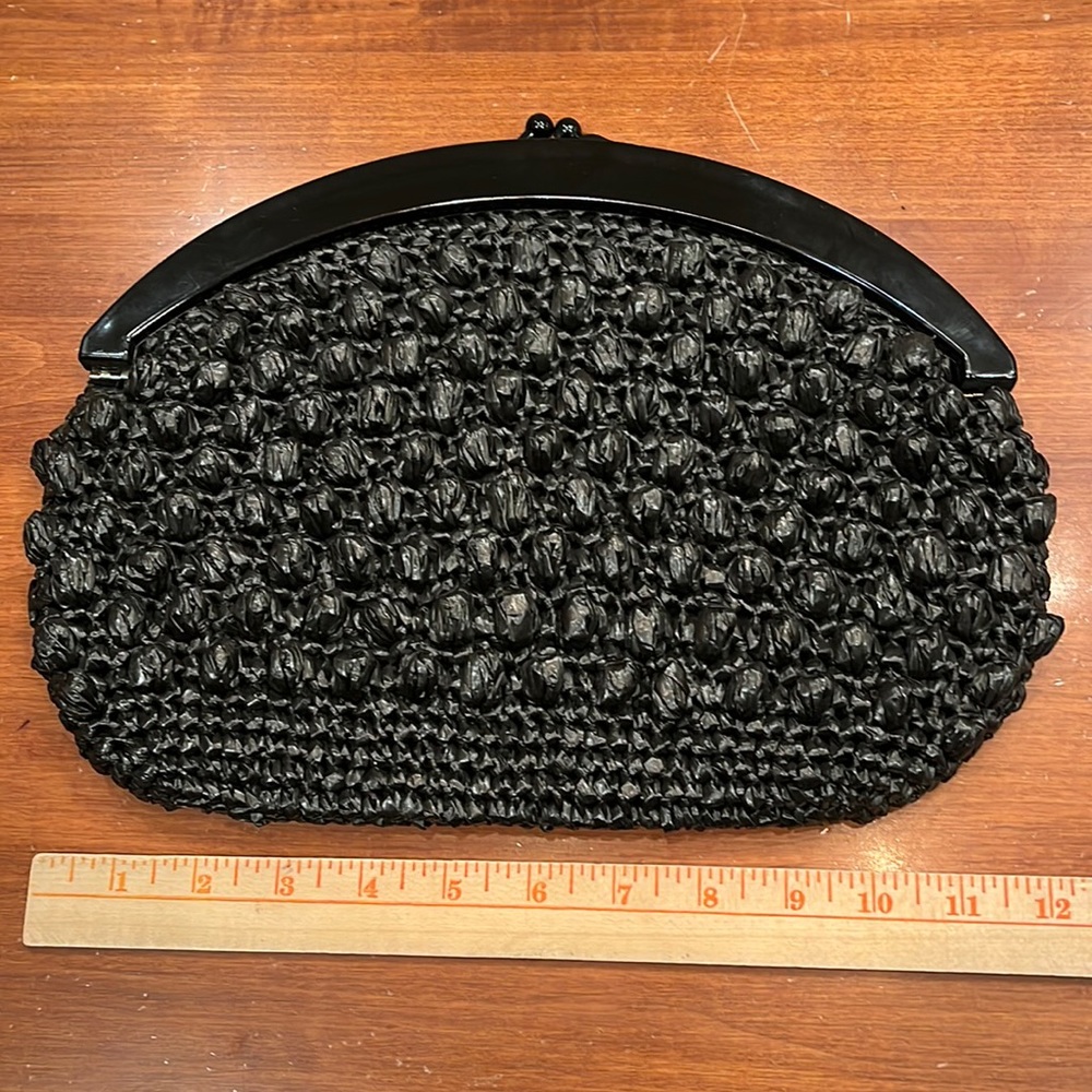 Black raffia clutch